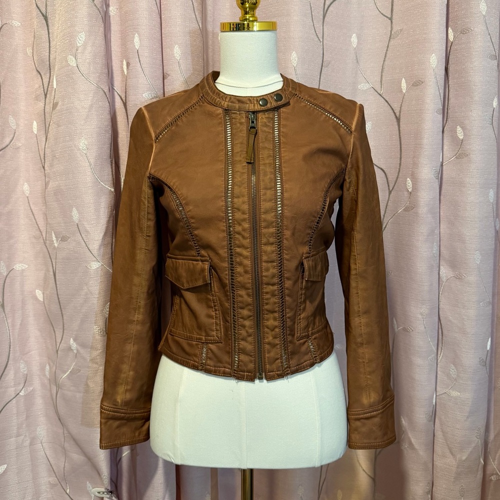 Anthropologie HEI HEI vegan leather bomber jacket
